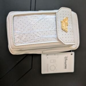 White Phone Pouch with Gold Logo